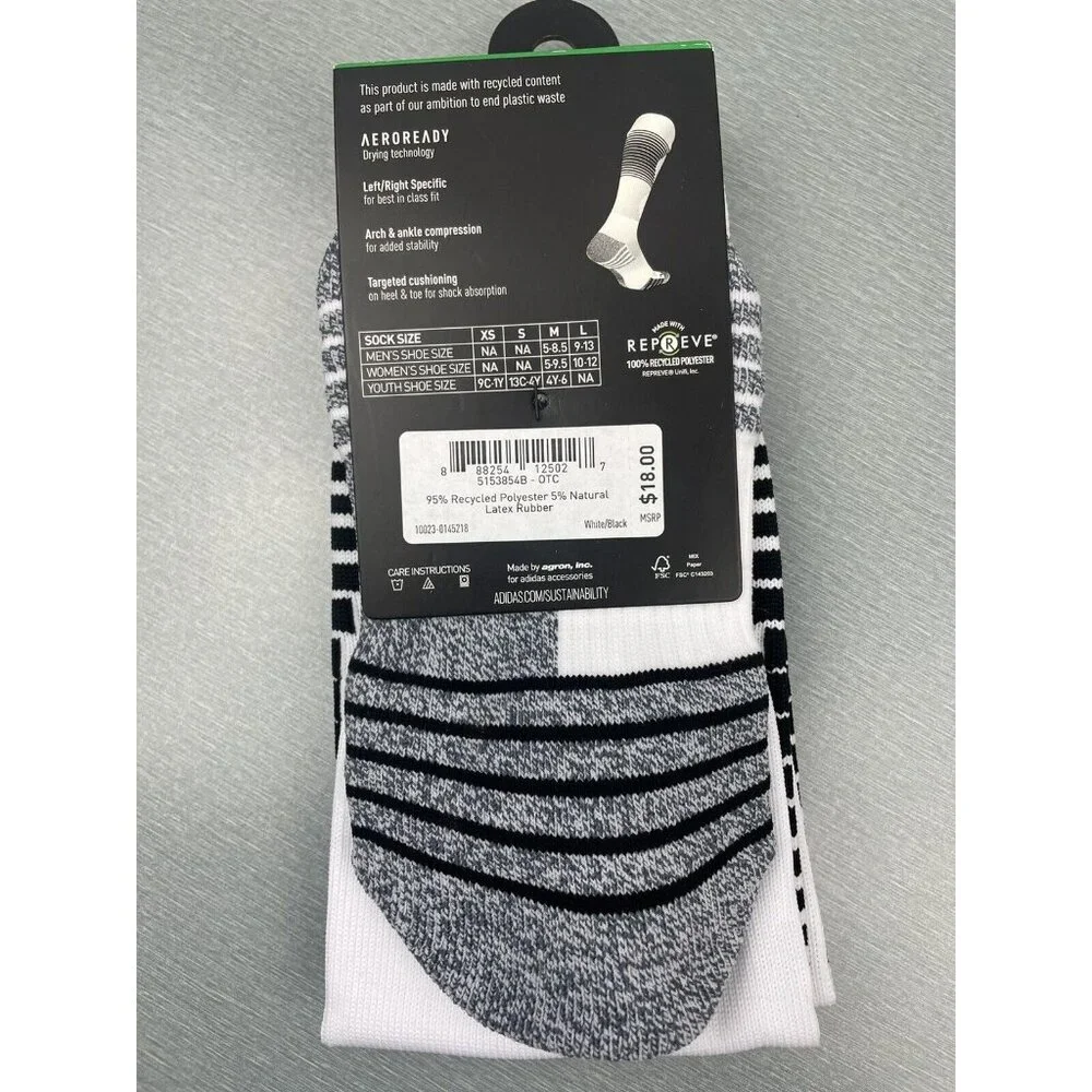 adidas Team Speed Soccer Socks White/Black Small 13C-4Y